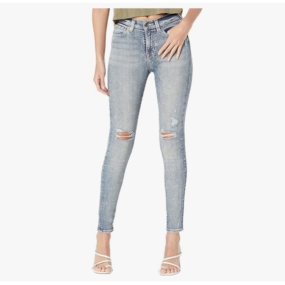 True Religion Halle High Rise super Skinny Light Blue Distressed Jeans SZ 24 - Picture 2 of 14